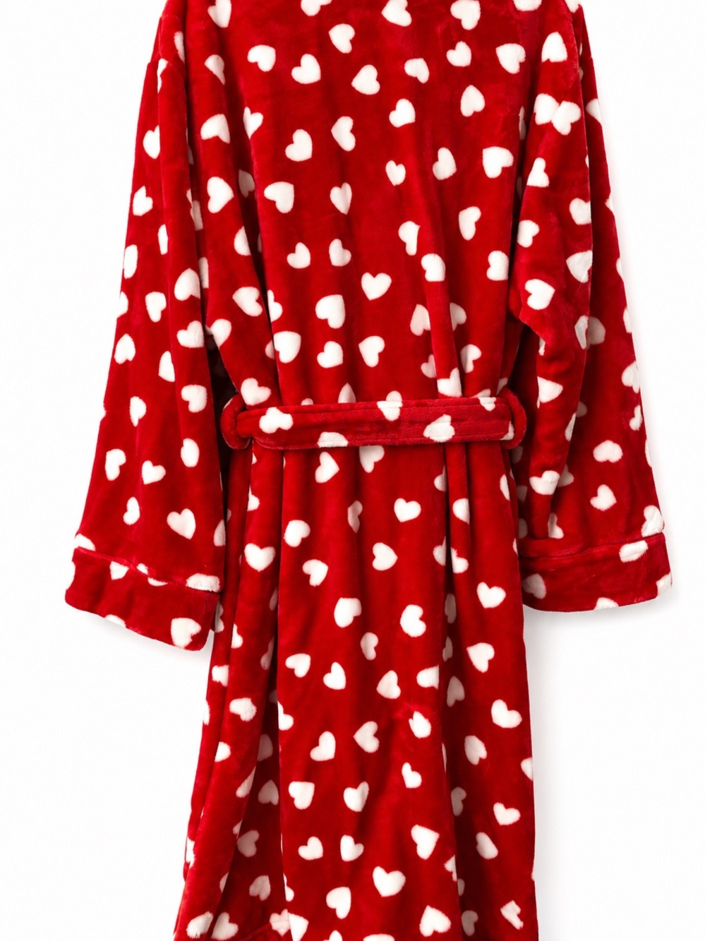 Kate Spade Red Plush Heart-Print Wrap Robe - Picture 2 of 5